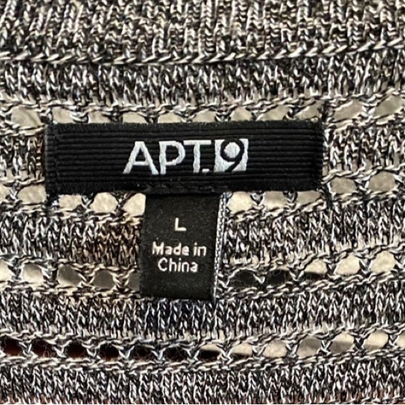 Apt 9 Cardigan Eyelet Sweater Open Front Step Hem Grey Large - Picture 9 of 11